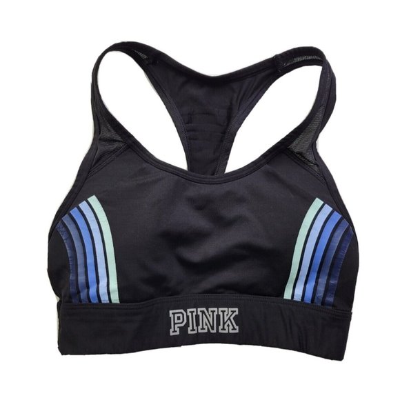 Victoria's Secret Other - Victoria's Secret Pink Ultimate Women XS Black Sport Bra Lined Racerback Stretch